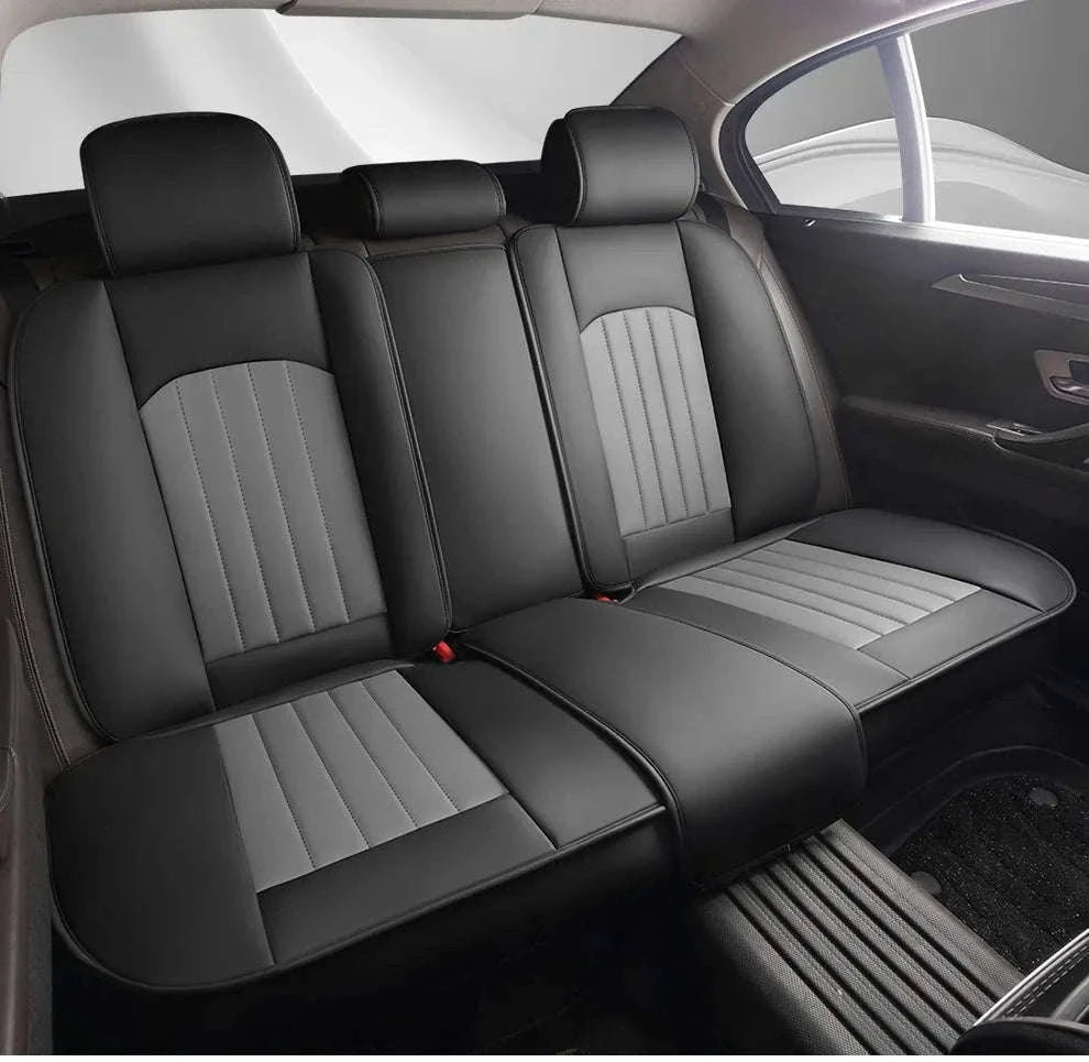Sporty 5-Seat PU Leather Car Seat Covers with 3D Embroidery-Black red