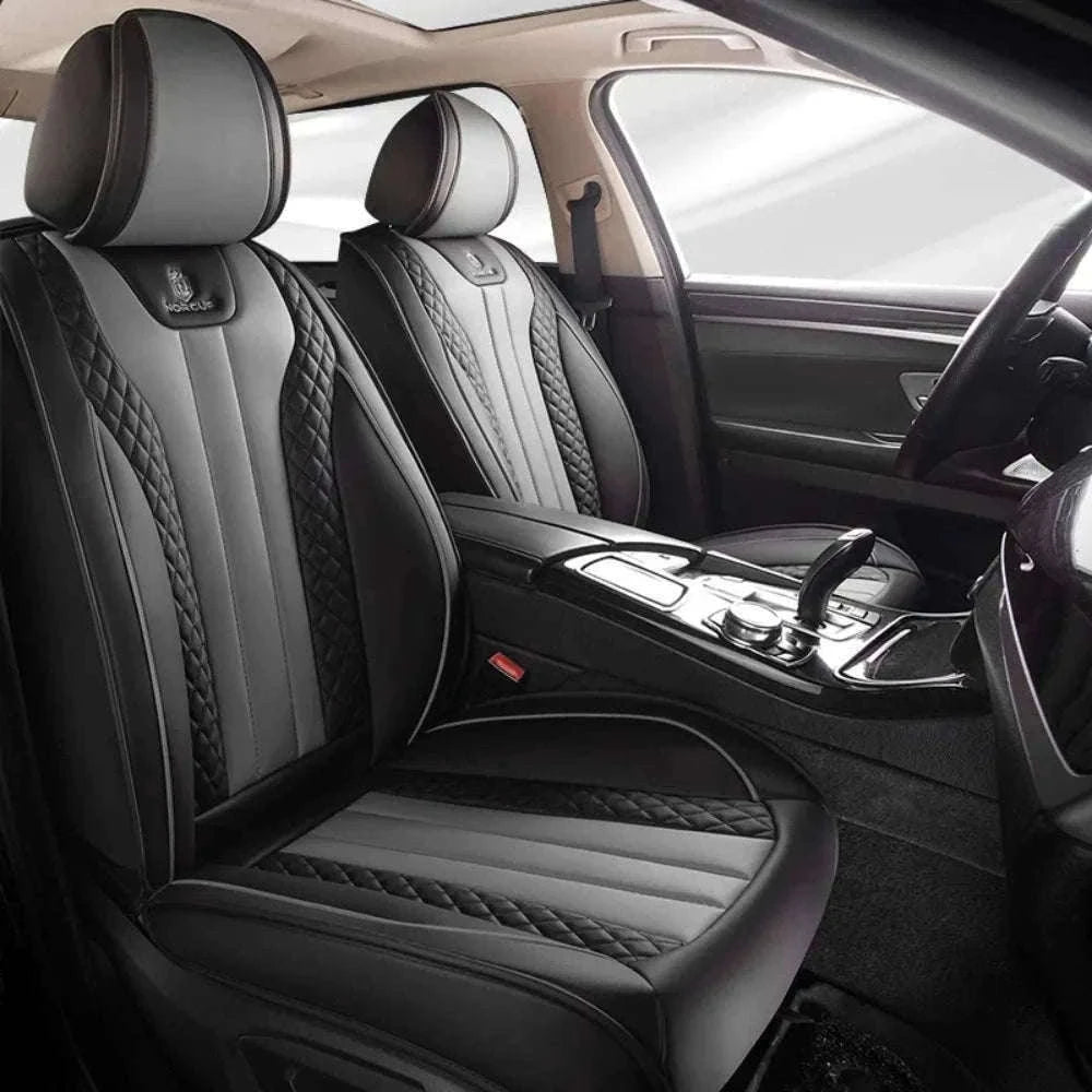 Sporty 5-Seat PU Leather Car Seat Covers with 3D Embroidery-Black red