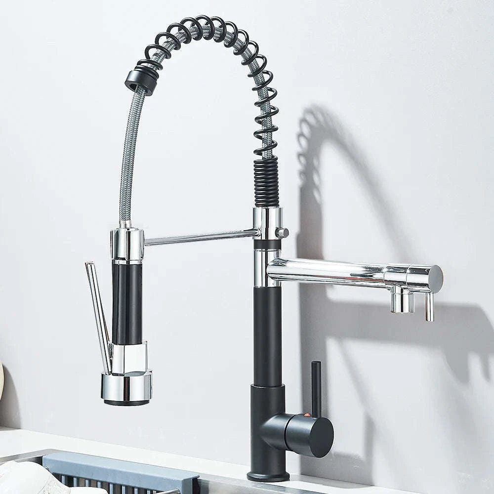 Spring Kitchen Sink Faucet Pull Down Spray Mixer-Brushed Nickel / GERMANY