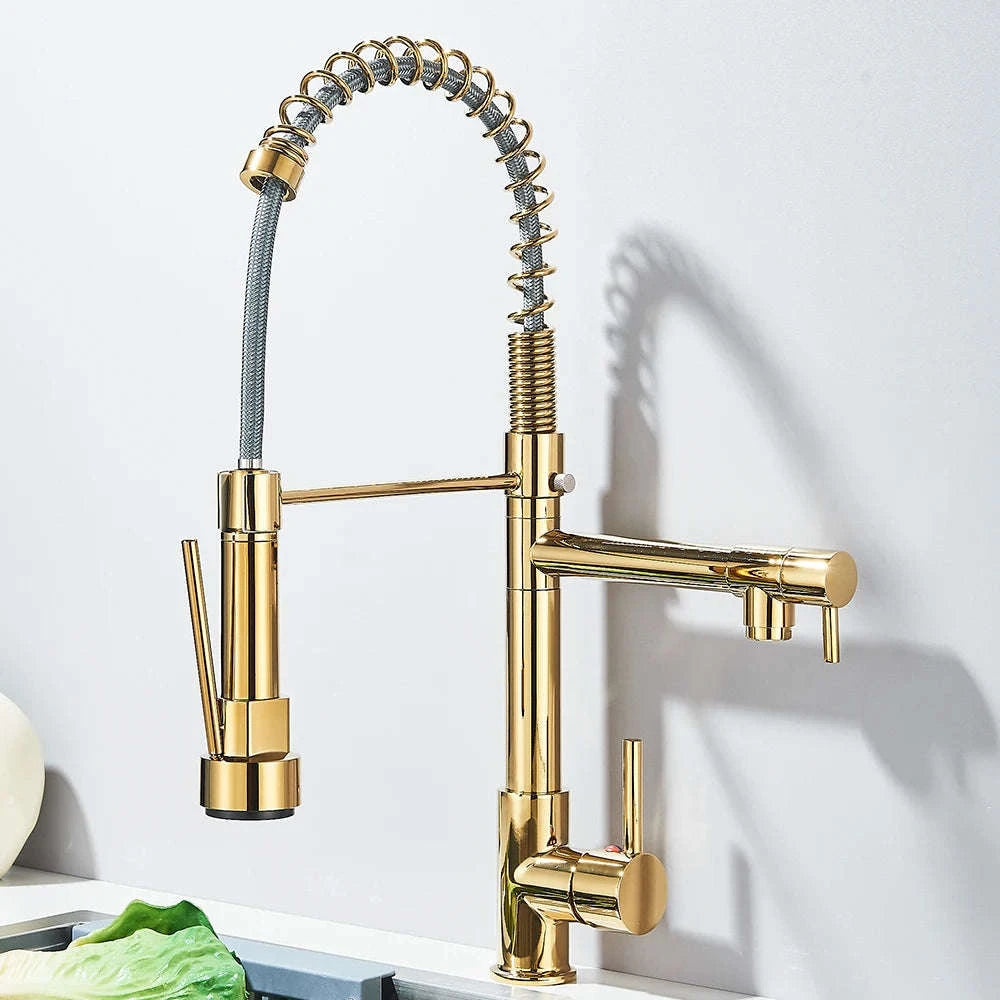 Spring Kitchen Sink Faucet Pull Down Spray Mixer-Brushed Nickel / GERMANY