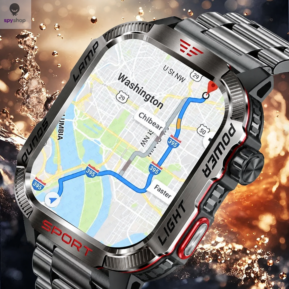 Military GPS Smart Watch with Compass, Flashlight and Bluetooth Calling