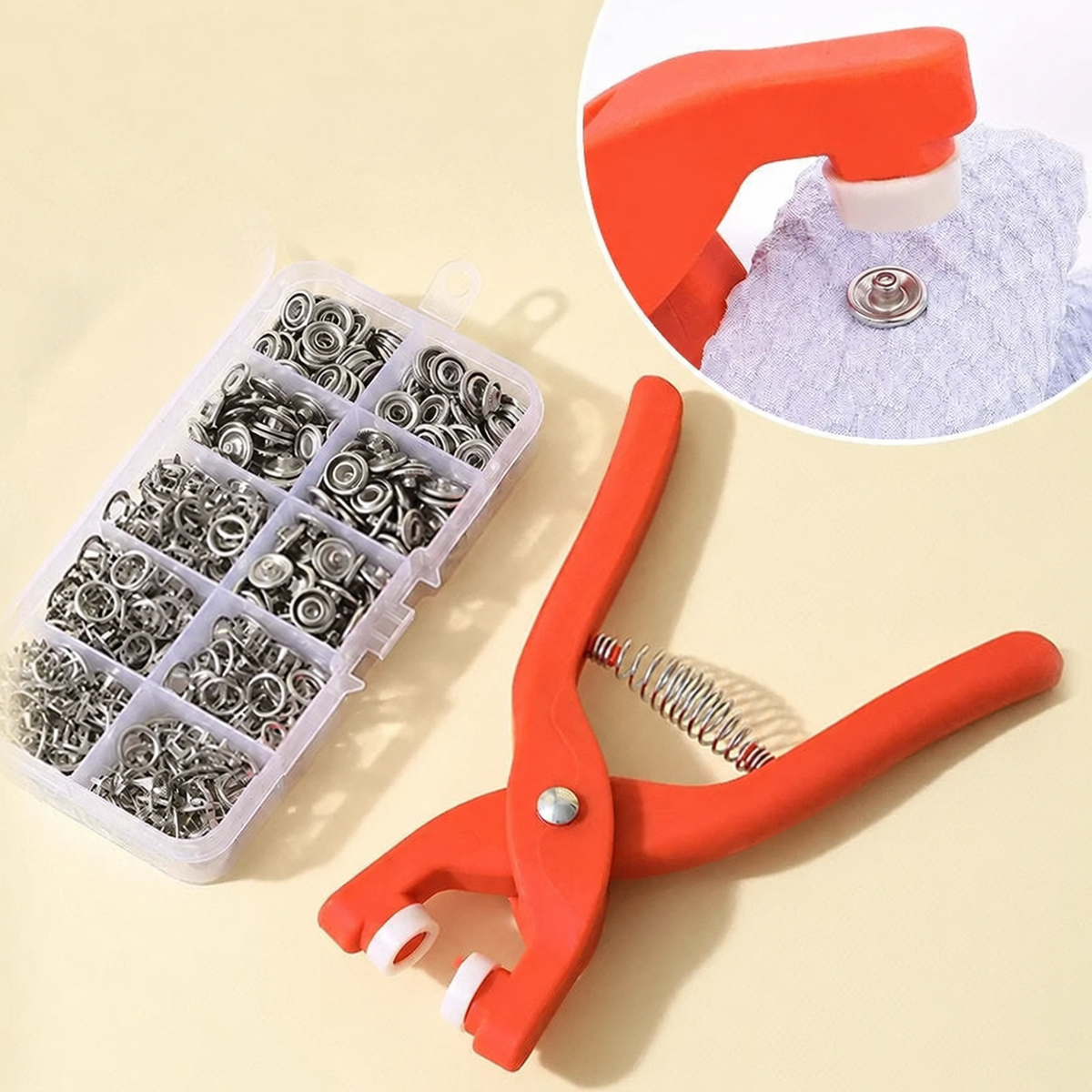 Snap Button Kit with Hand Pliers for Clothes and DIY Repairs
