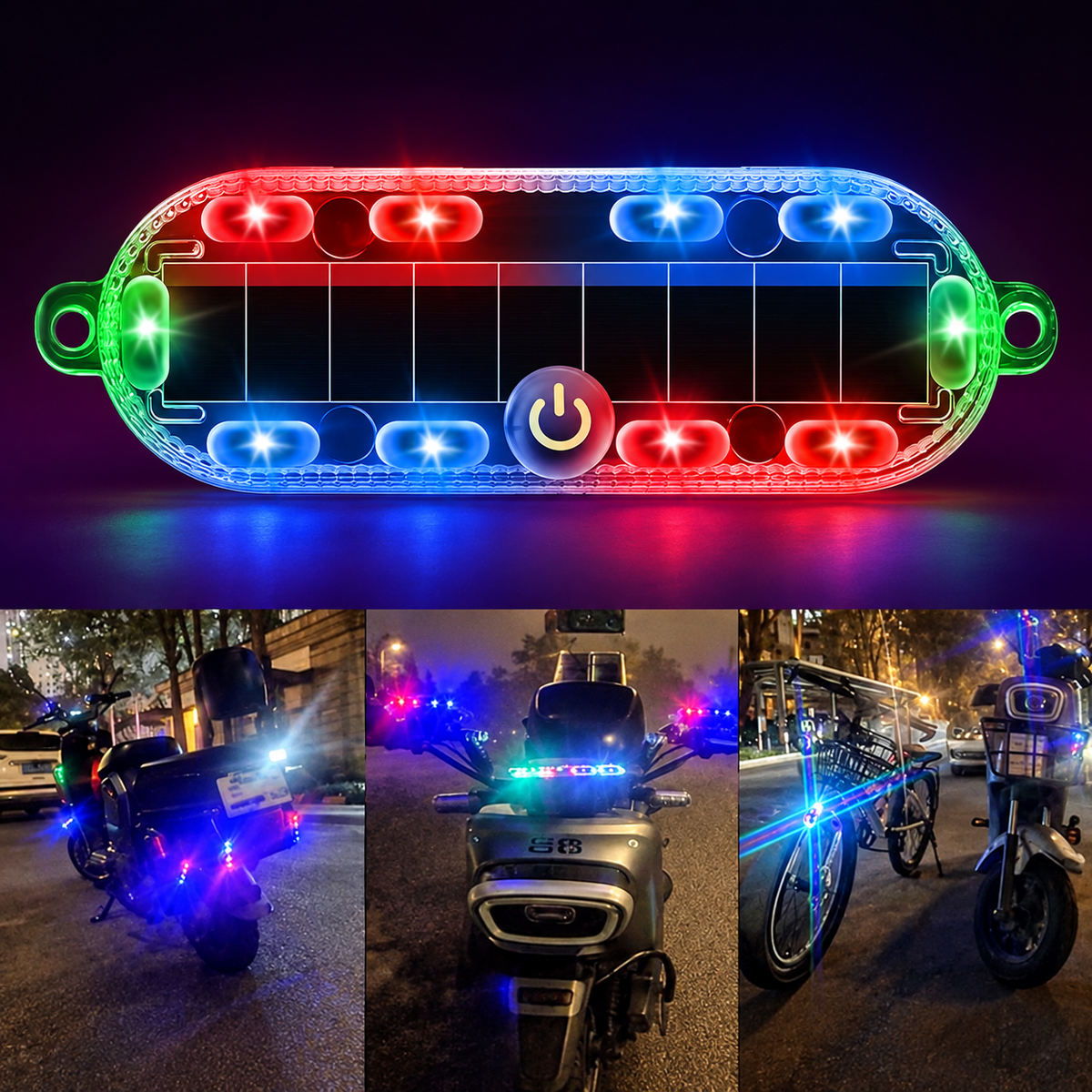 Motorcycle Safety Light Solar Anti-Collision Tail Light