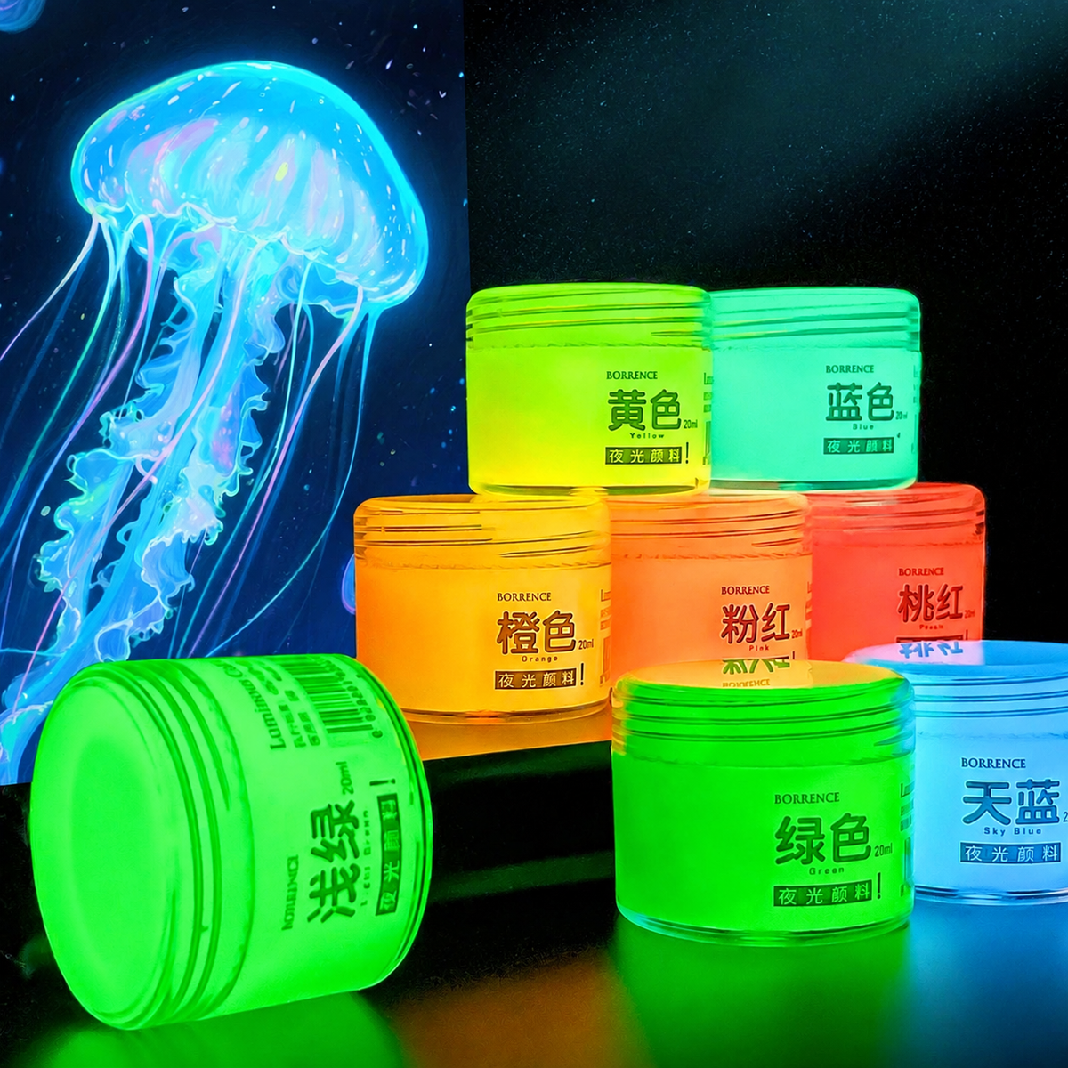 Glow-in-the-Dark Pigment 20ml Fluorescent Acrylic Paint