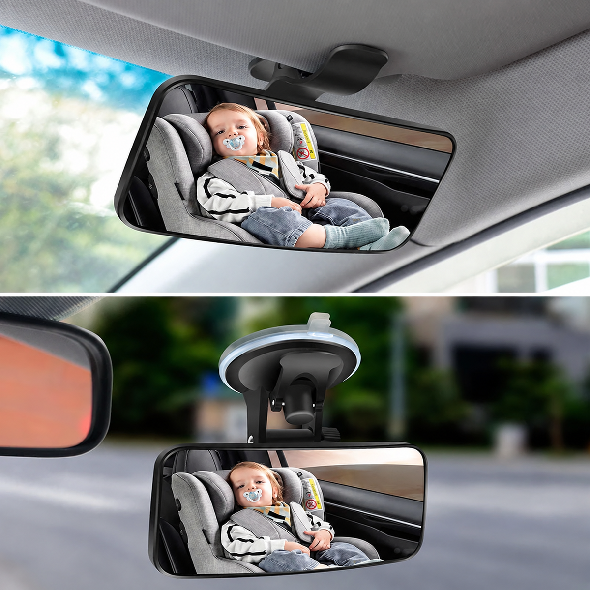360° Rotatable Baby Car Mirror for Clear Rear-Seat View