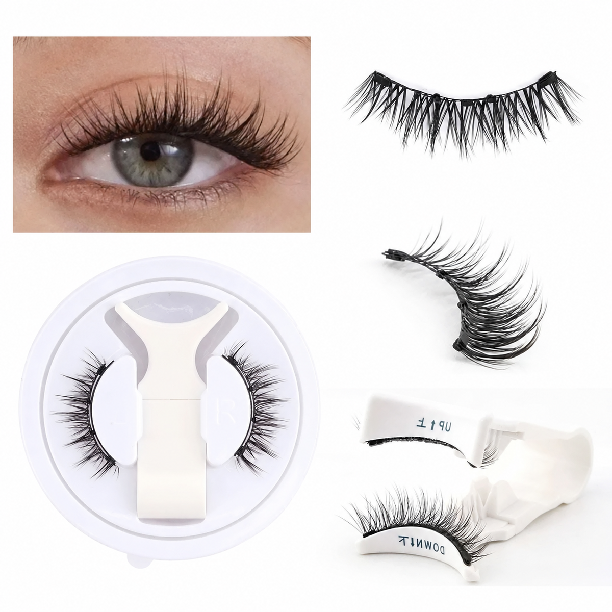 Reusable Magnetic False Eyelashes with Applicator Tweezers Set