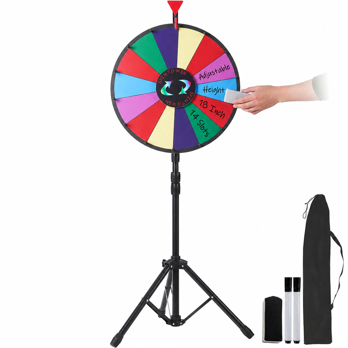 18" Prize Wheel with Stand – 14 Slot Dry Erase Spinning Game