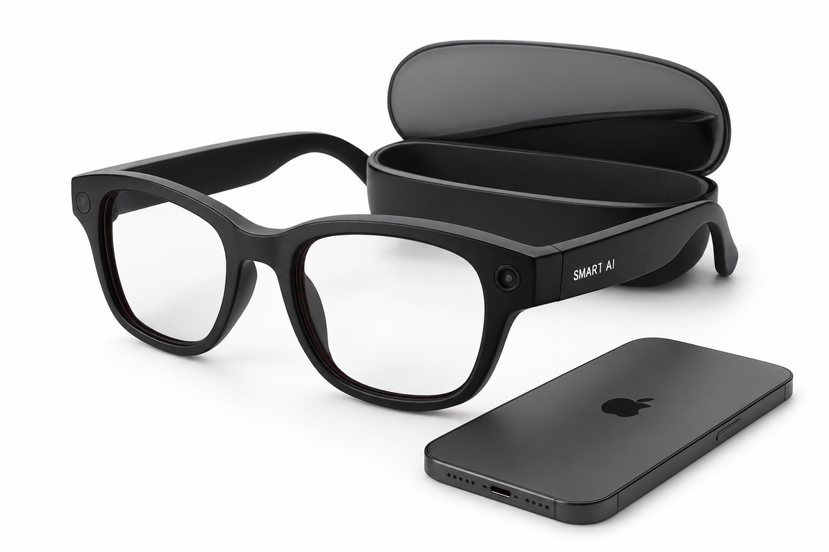 Smart AI Glasses 1080P HD Camera 32GB Storage Charging Case