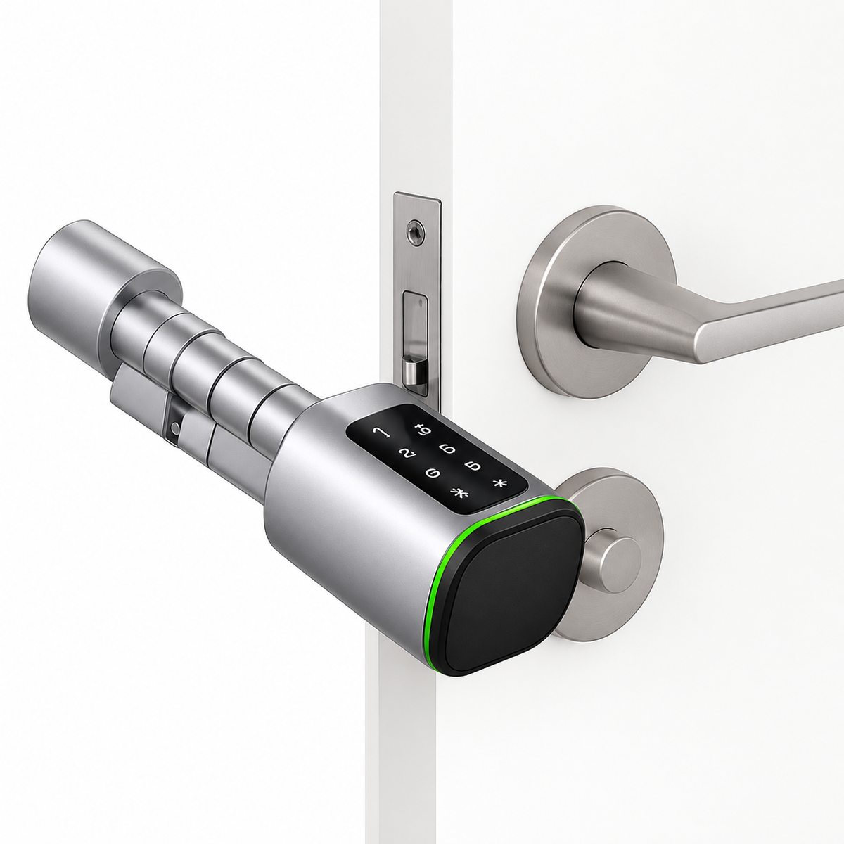 Smart Door Lock with Bluetooth, RFID Card, Password and Key Access, 60-90mm