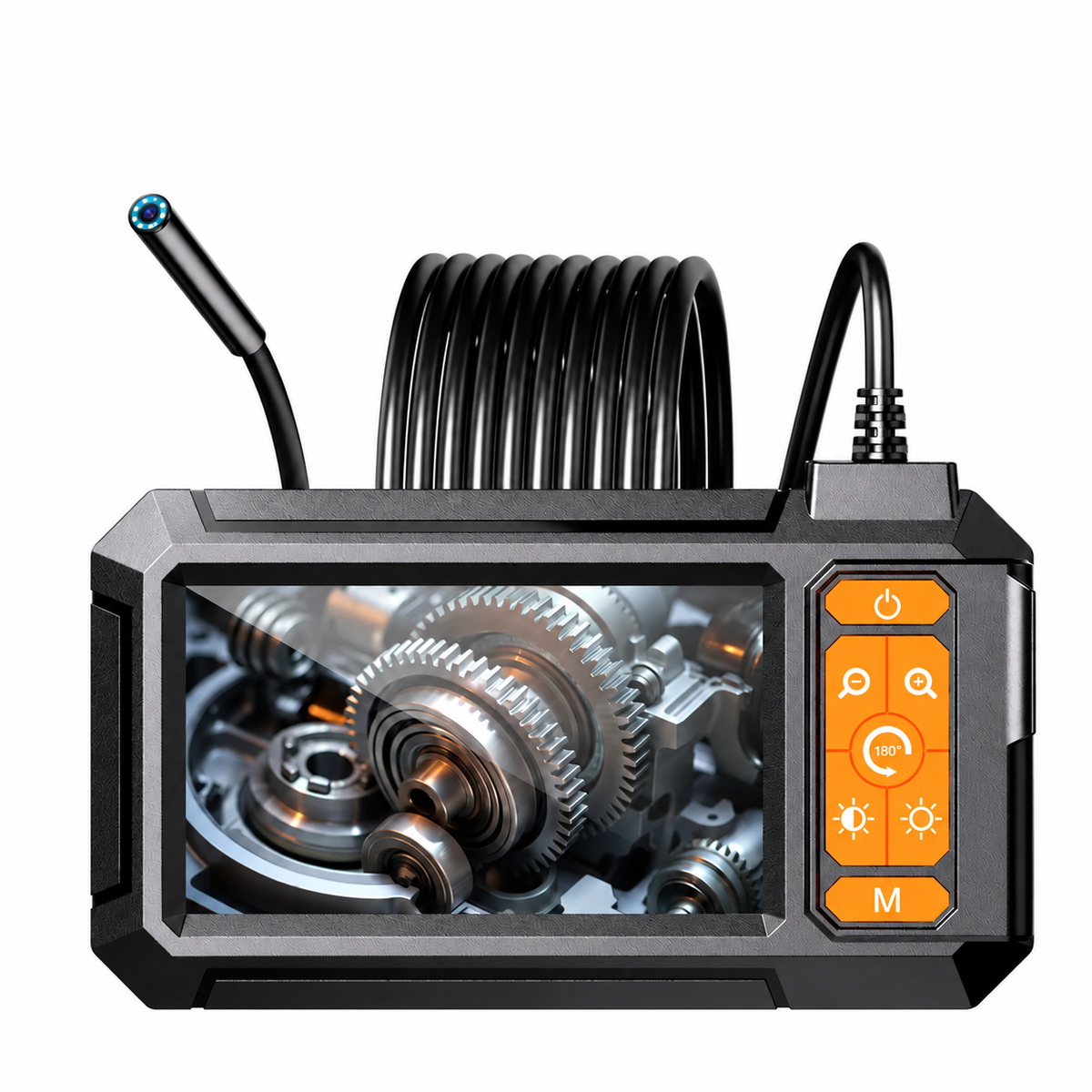 4.3 Inch IPS Screen Industrial Endoscope with 8mm Probe, 8 LEDs, 2600mAh Battery, 5m Rigid Cable
