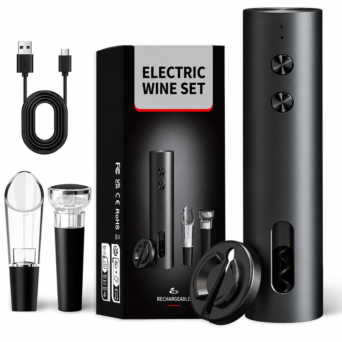 4-in-1 Rechargeable Electric Wine Opener Set