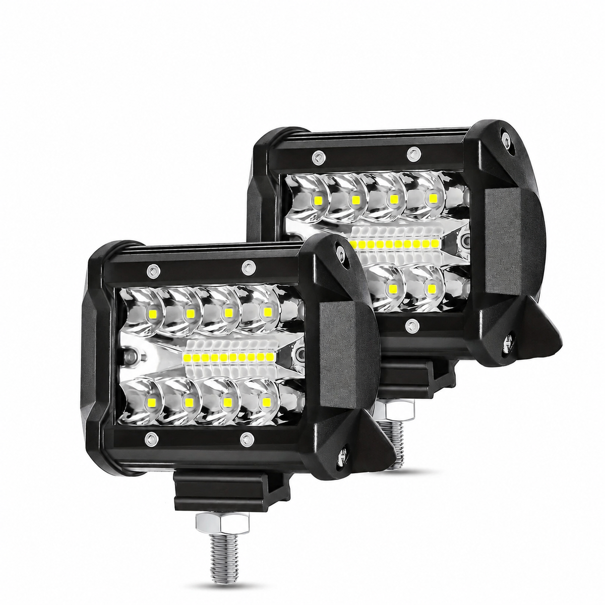 2-Piece 60W LED Work Light Bar Spot Flood Combo