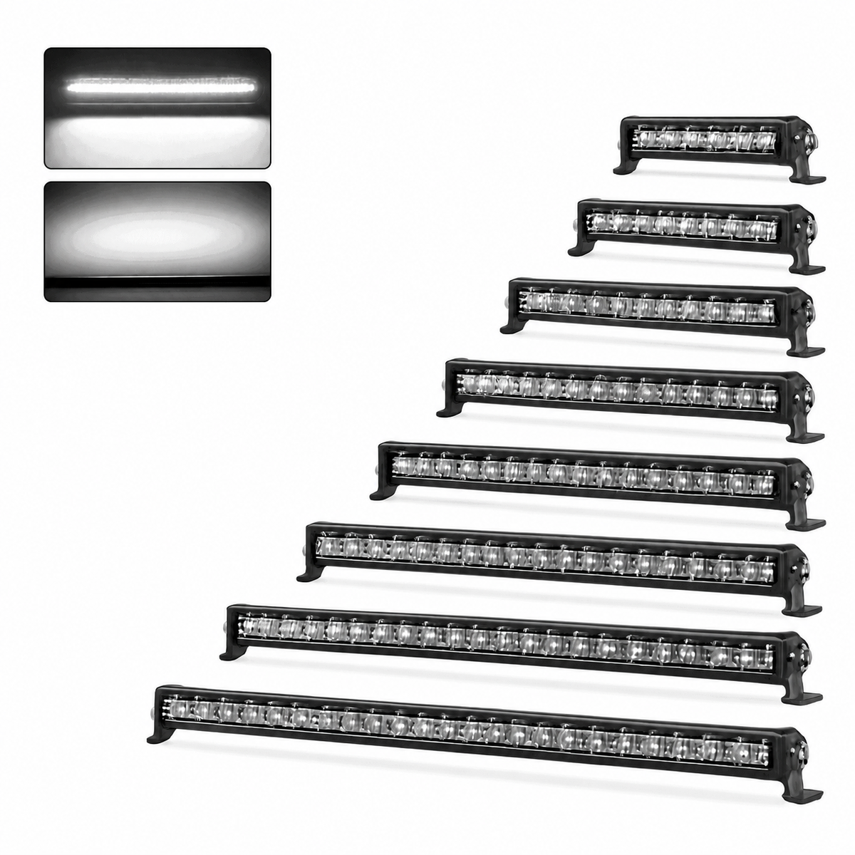 Ultra Slim LED Light Bar Single Row 6000K White IP68 12V 24V