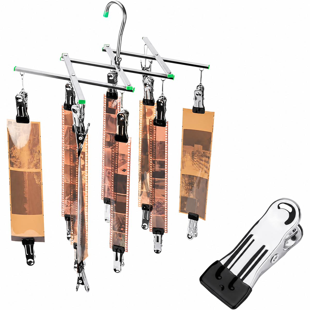 Folding Film Drying Rack with 10 Clips