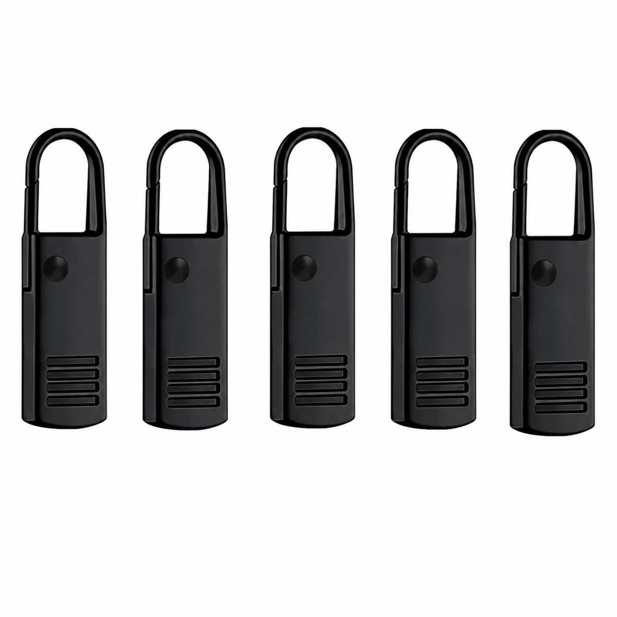 5-Piece Detachable Black Zipper Pull Set