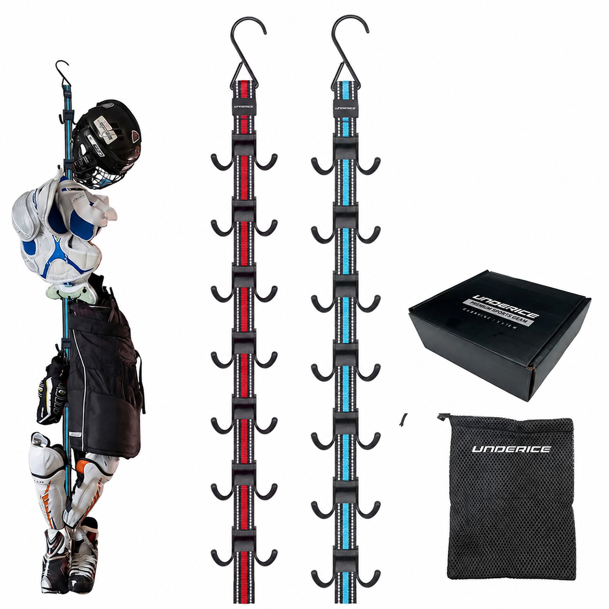 Hanging Hockey Gear Drying Strap with Adjustable Hooks