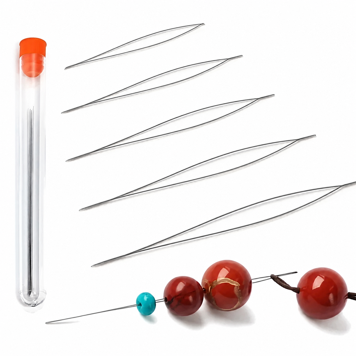 10 Split-Eye Beading Needles in Five Sizes with Storage Tube