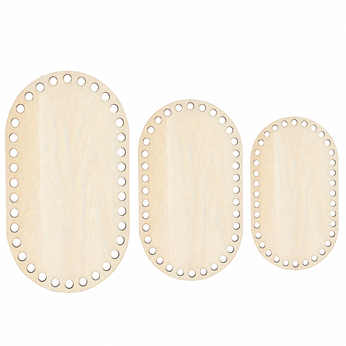 3 Oval Wooden Basket Bases for Crochet and Weaving
