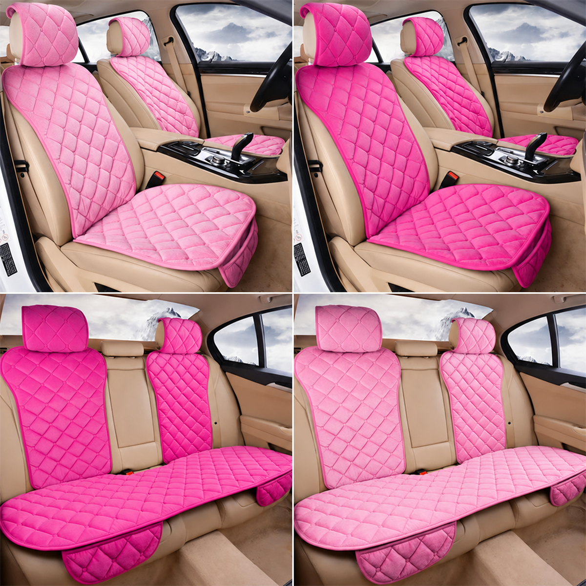 Plush Car Seat Covers – Pink and Light Pink Options