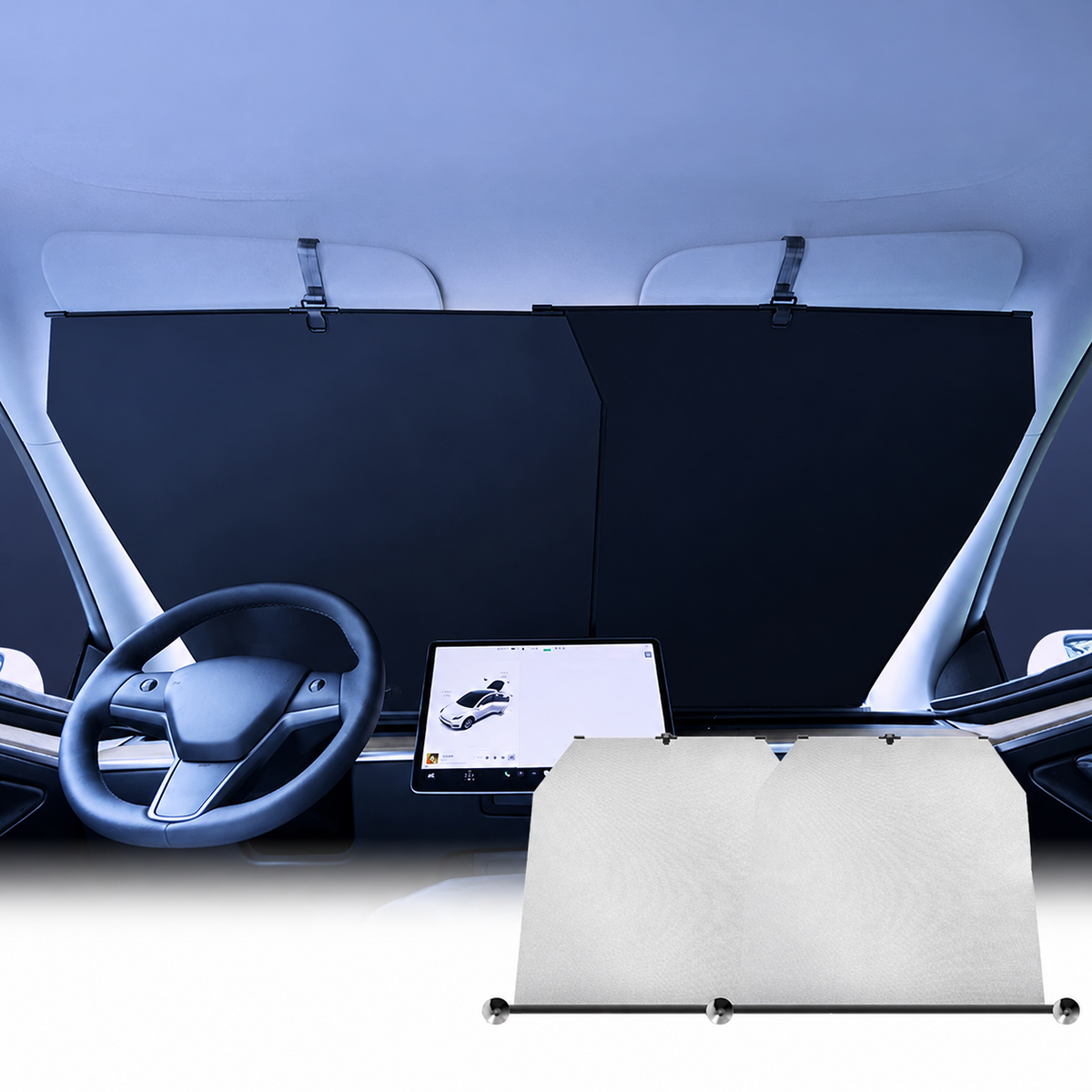 Retractable Windshield Sunshade – 72–140 cm Adjustable Width