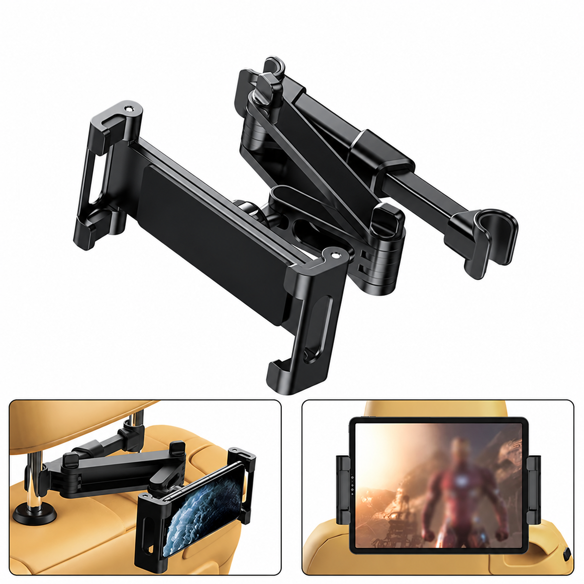 Adjustable Car Headrest Phone and Tablet Holder