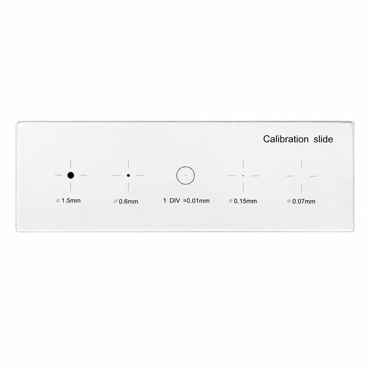 Microscope Calibration Slide with Cross Scale and Four Dots