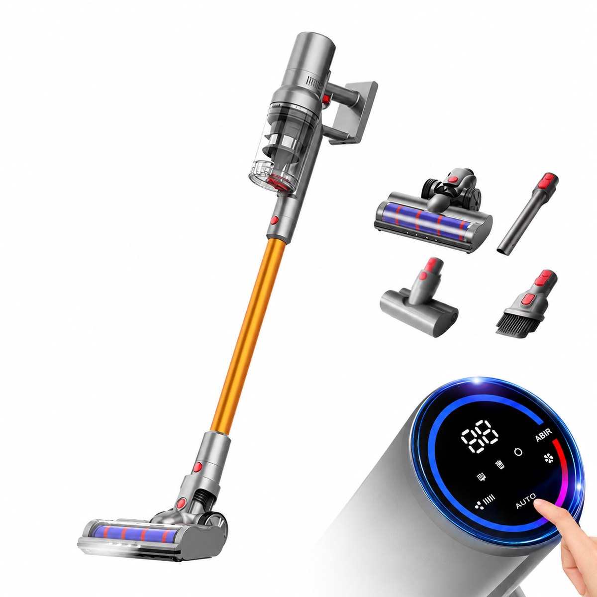 Cordless Stick Vacuum with Dust Sensor and Four Heads