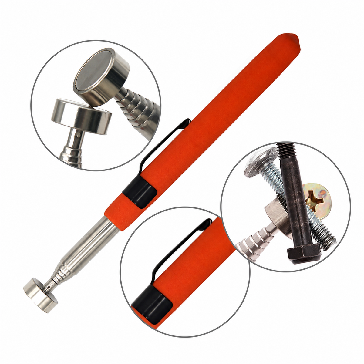 Telescopic Magnetic Pickup Tool with Pocket Clip