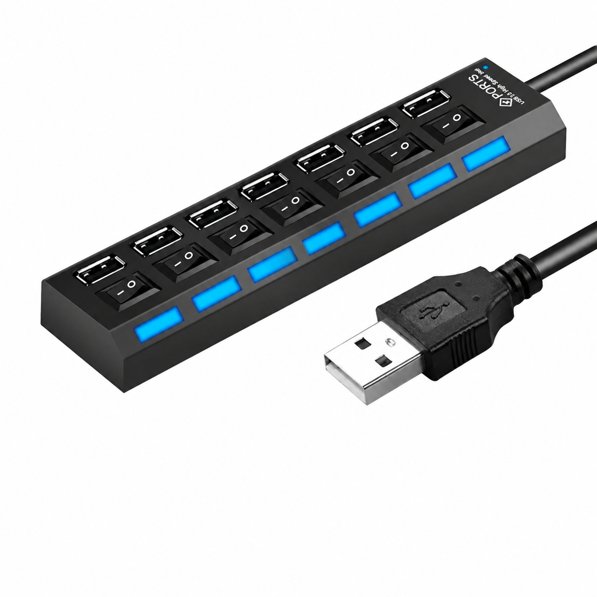 7-Port USB 2.0 Hub with Individual Switches