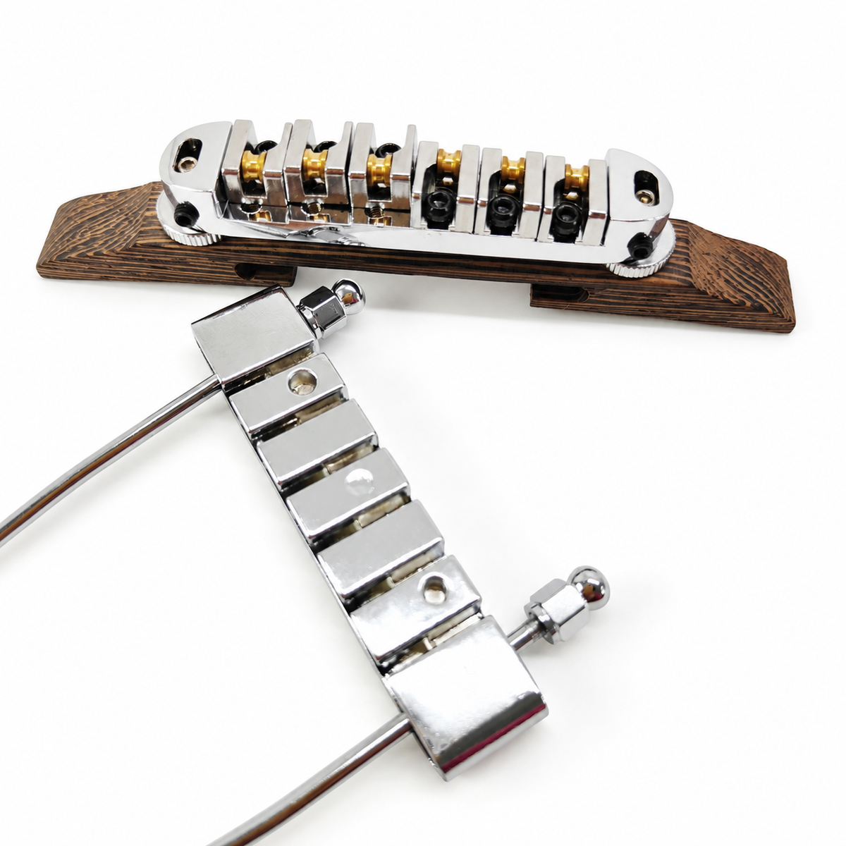 Six-String Jazz Guitar Roller Bridge and Tailpiece Set