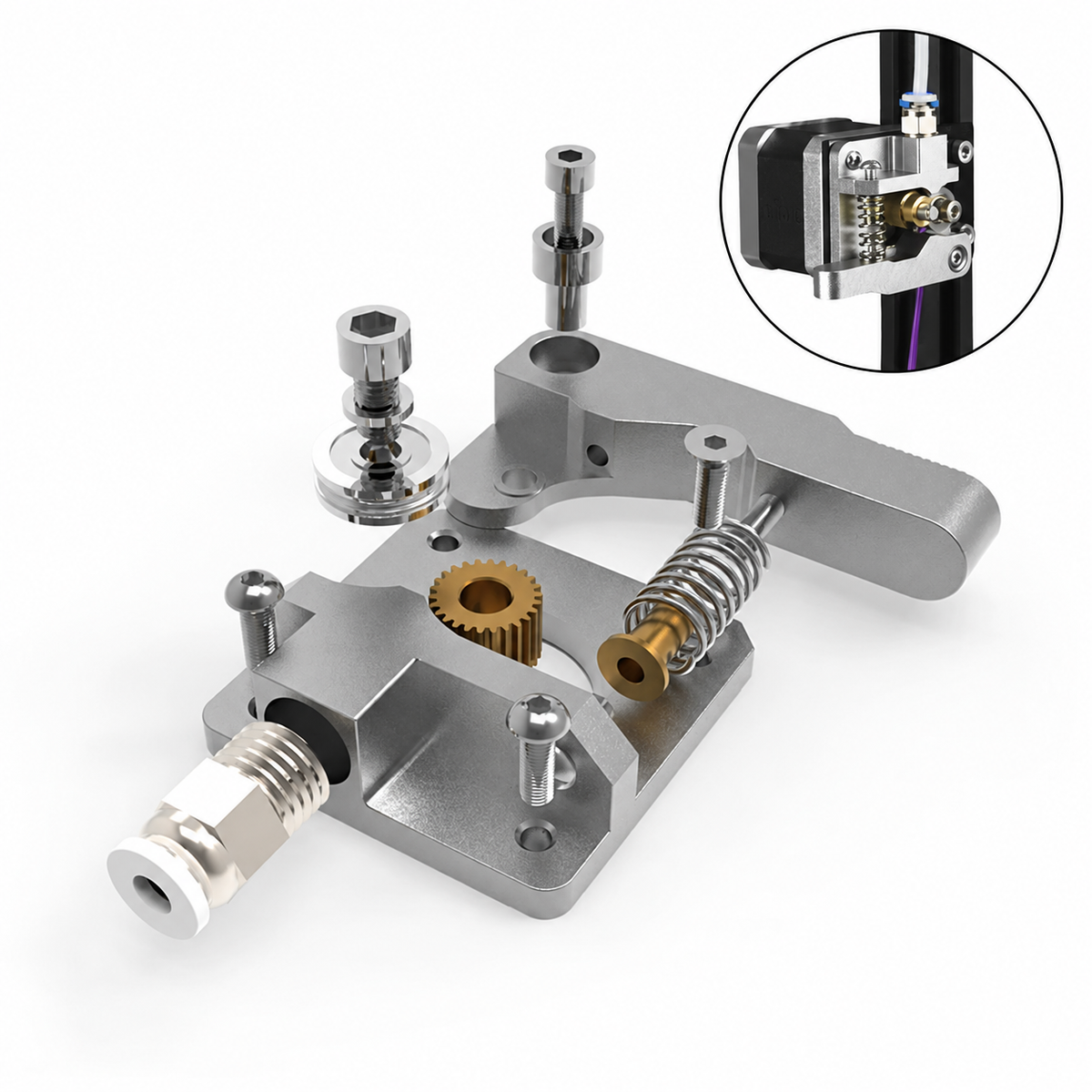 Aluminum MK8 Bowden Extruder Assembly – Right-Hand Options