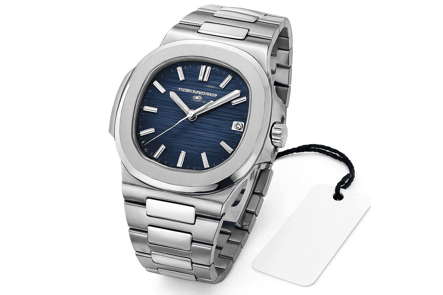 Square Luxury Men Wristwatch with Luminous Hands and Date-613 Silver White