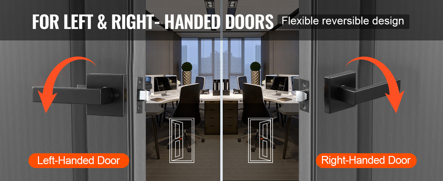 Universal Passage Door Handle – Reversible Matte Black Lever