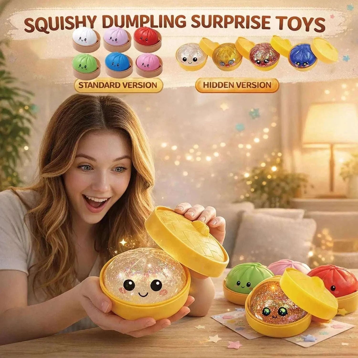 Squishy Dumpling Stress Ball with Steamer Sensory Toy-United States / 1PC Random color