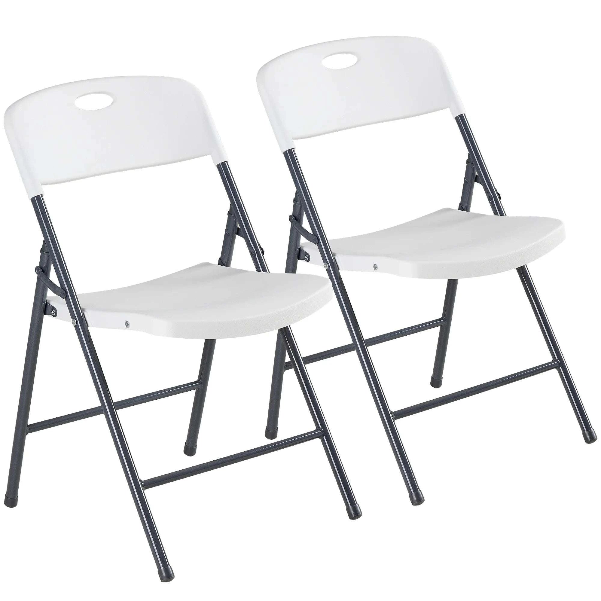Stackable Folding Chairs Set with Padded Seat & Metal Frame-2 Pack White / United States