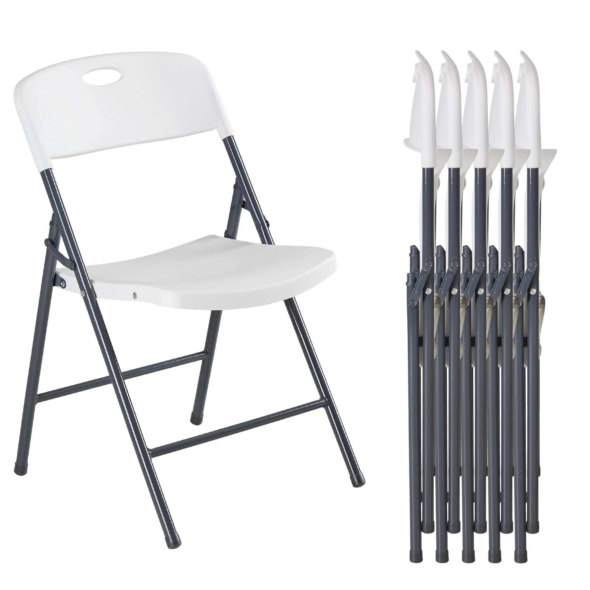 Stackable Folding Chairs Set with Padded Seat & Metal Frame-2 Pack White / United States