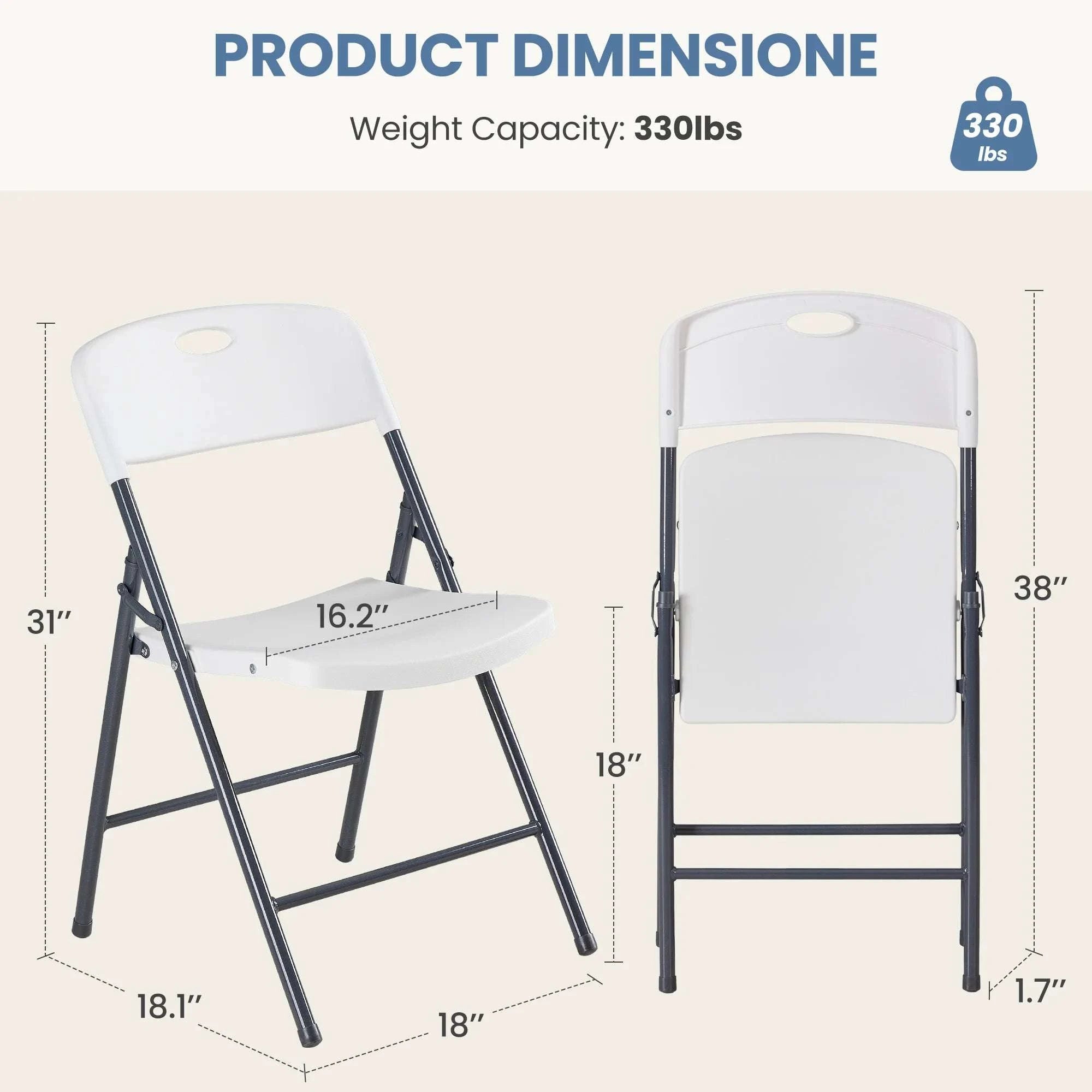 Stackable Folding Chairs Set with Padded Seat & Metal Frame-2 Pack White / United States