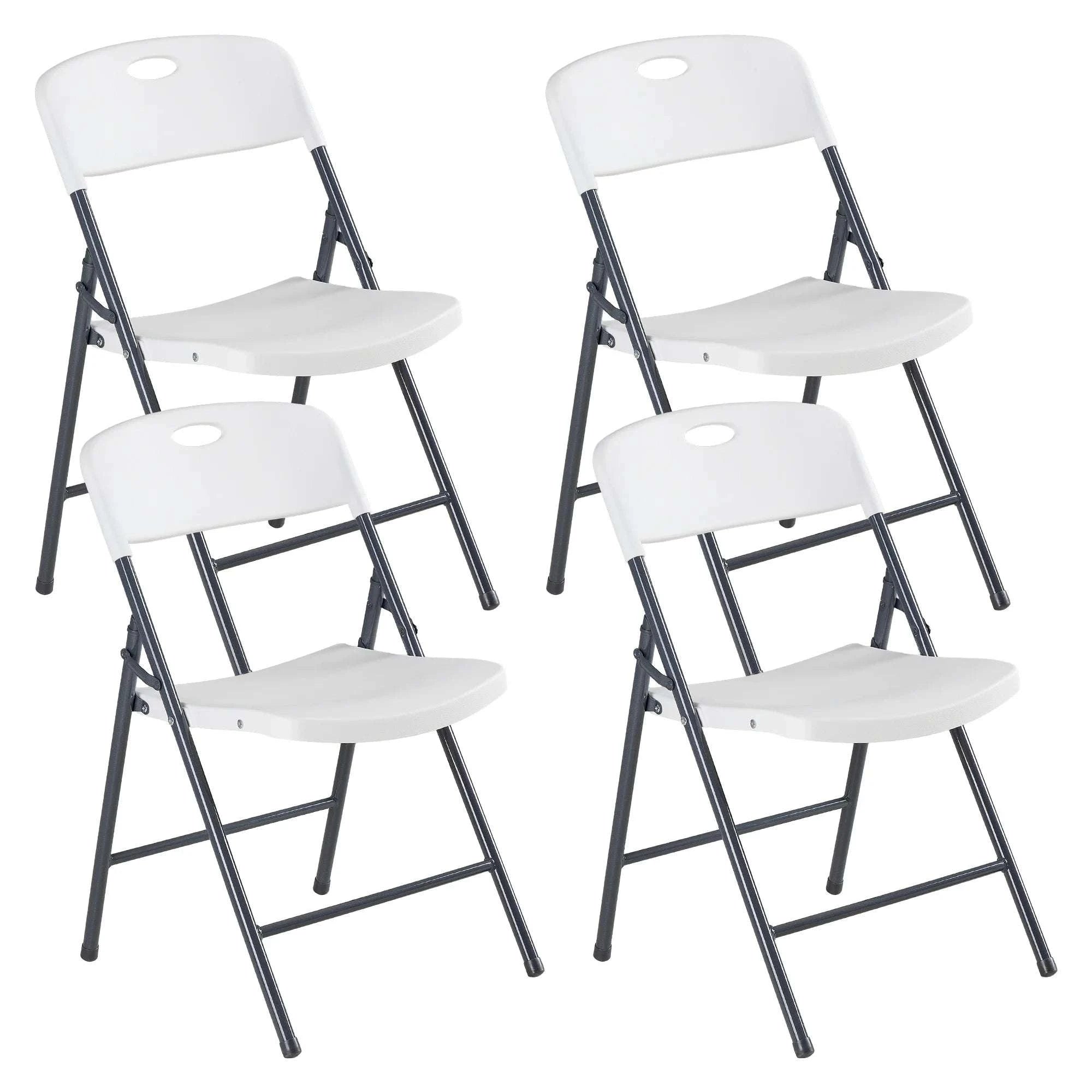 Stackable Folding Chairs Set with Padded Seat & Metal Frame-2 Pack White / United States