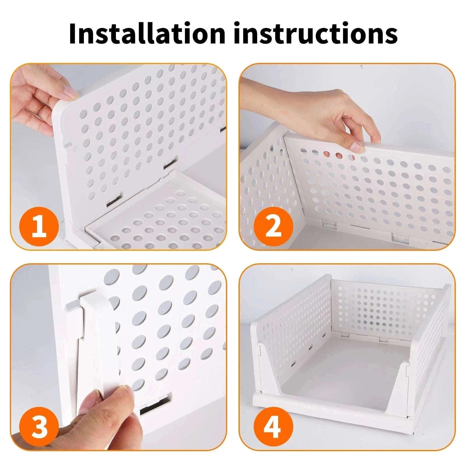 Stackable Folding Wardrobe Storage Boxes with Pull-Out Drawers-ES-GRAY-4PCS / france