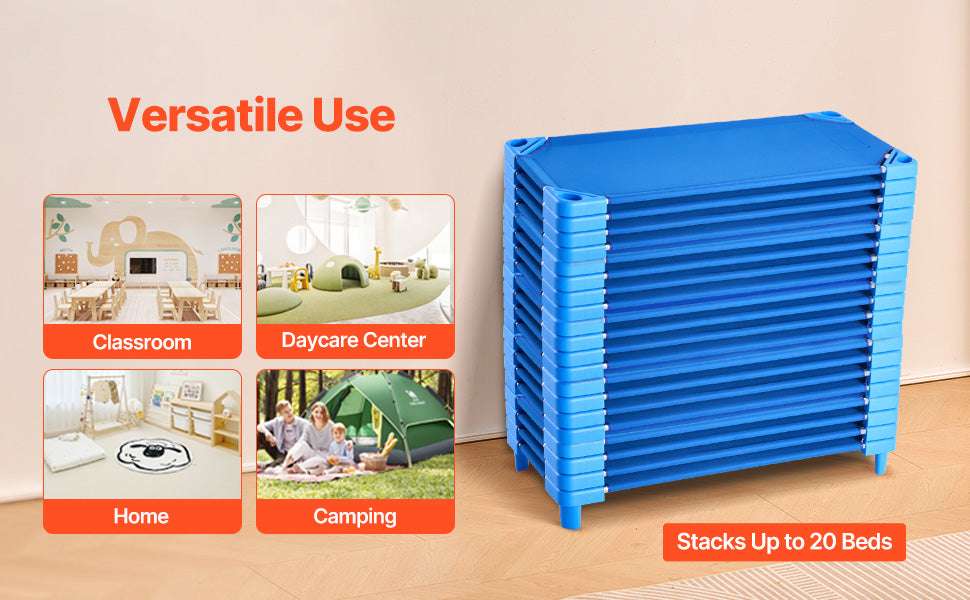 Stackable Kiddie Nap Cot Set for Toddlers Preschool Daycare (4/6 Pack)-6 Pack 42in Lx23in W / Poland