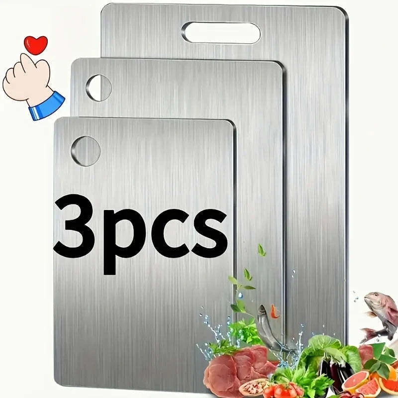Stainless Steel 3‑Piece Cutting Board Set – Non-Slip & Rustproof-3PCS