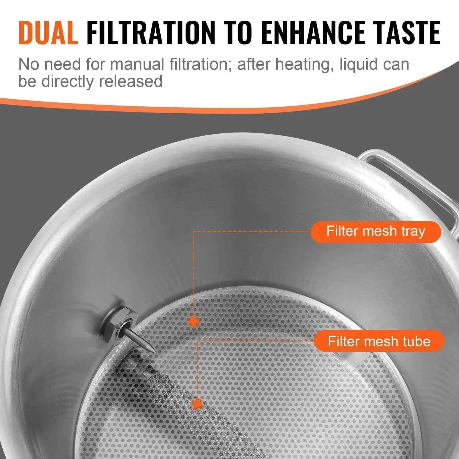 Stainless Steel 5 Gallon Brewing Kettle Pot with Lid-5gallon with Filter / Germany