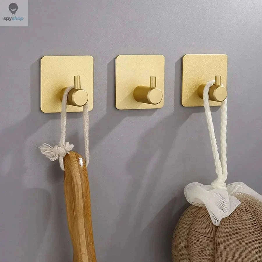 Stainless Steel Adhesive Hooks for Traceless Wall Storage-gold-4pcs