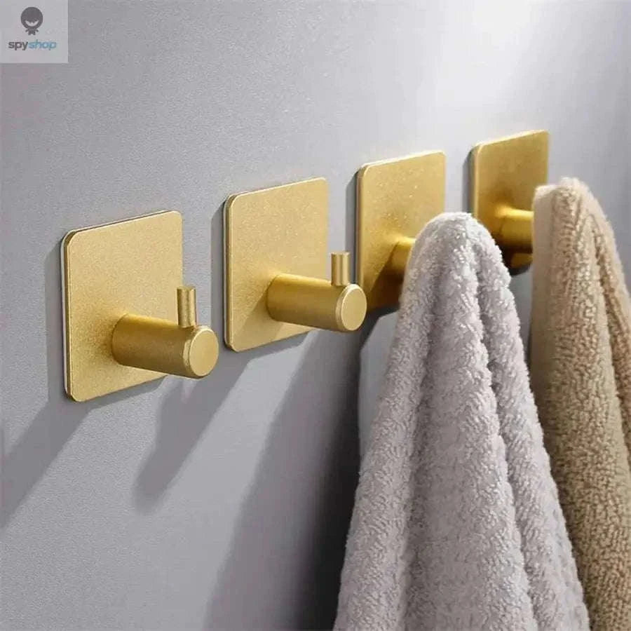 Stainless Steel Adhesive Hooks for Traceless Wall Storage-gold-4pcs