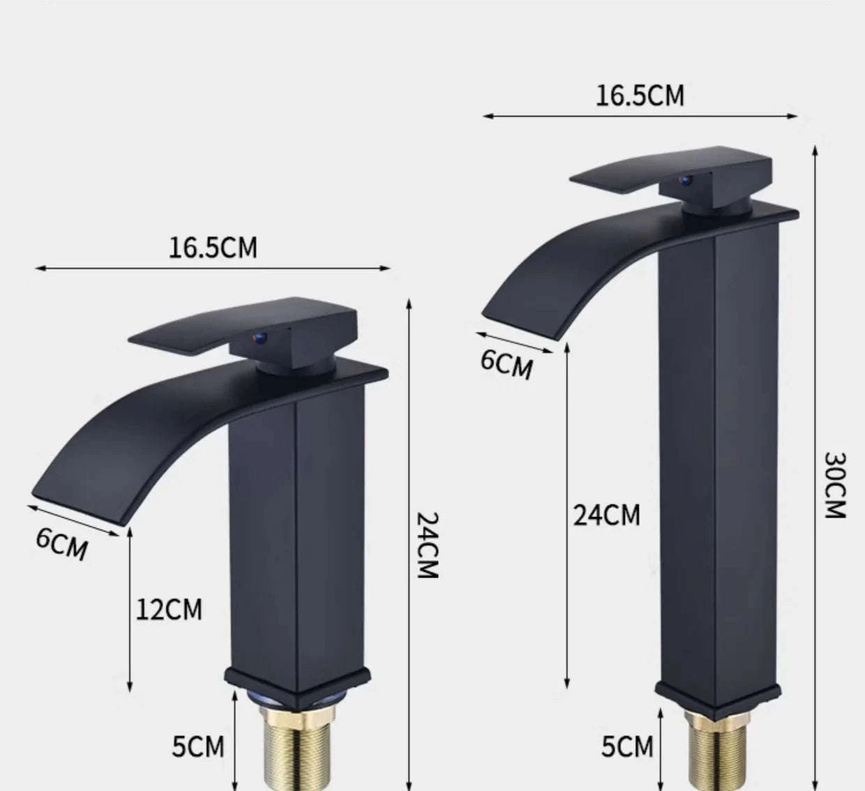 Stainless Steel Bathroom Waterfall Faucet-black long