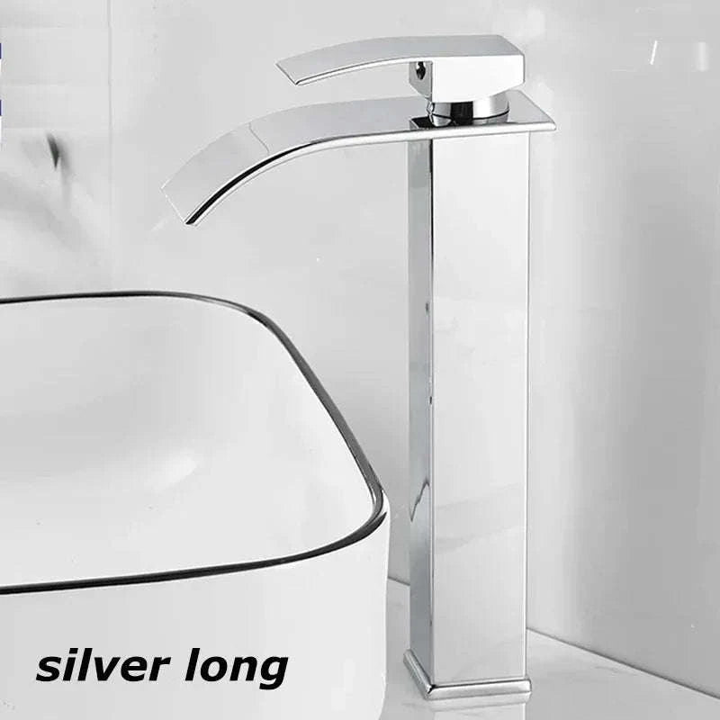 Stainless Steel Bathroom Waterfall Faucet-black long