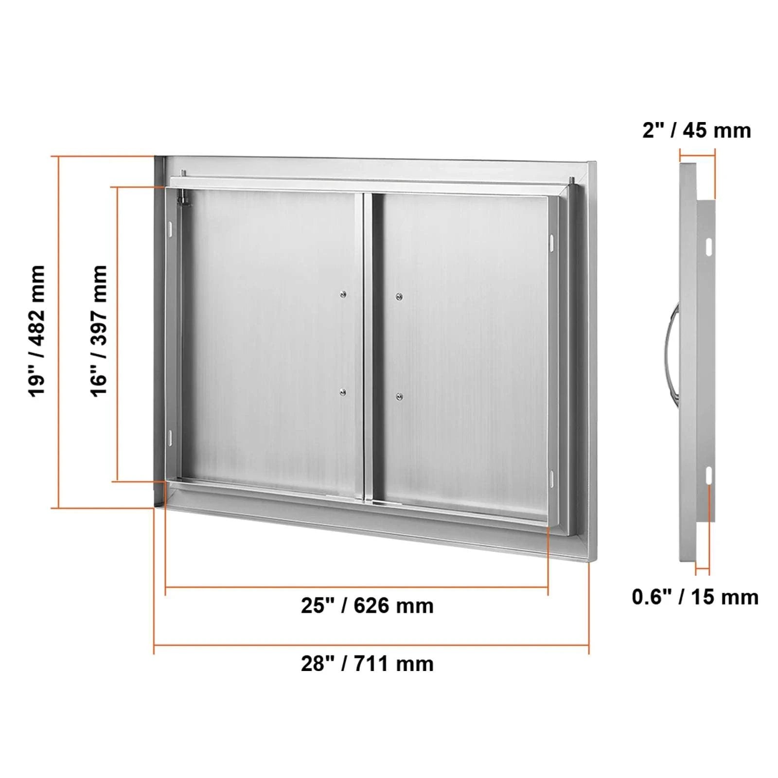 Stainless Steel BBQ Access Door Double Flush Mount Outdoor Cabinet Door-silver 31x31in / United States