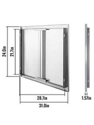Stainless Steel BBQ Access Door with Recessed Handle-2-Door 31x24 inch / United States