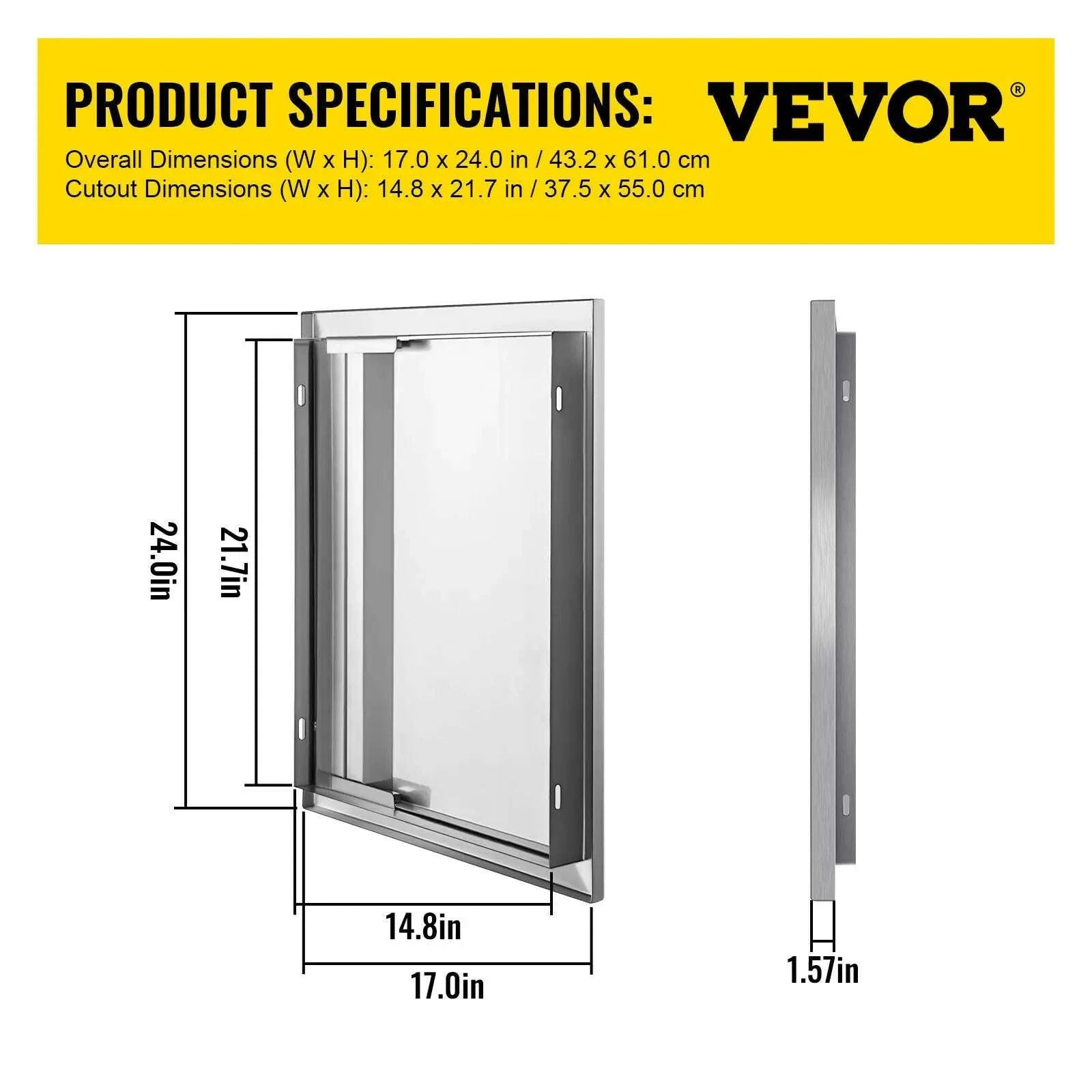 Stainless Steel BBQ Access Door with Recessed Handle-2-Door 31x24 inch / United States