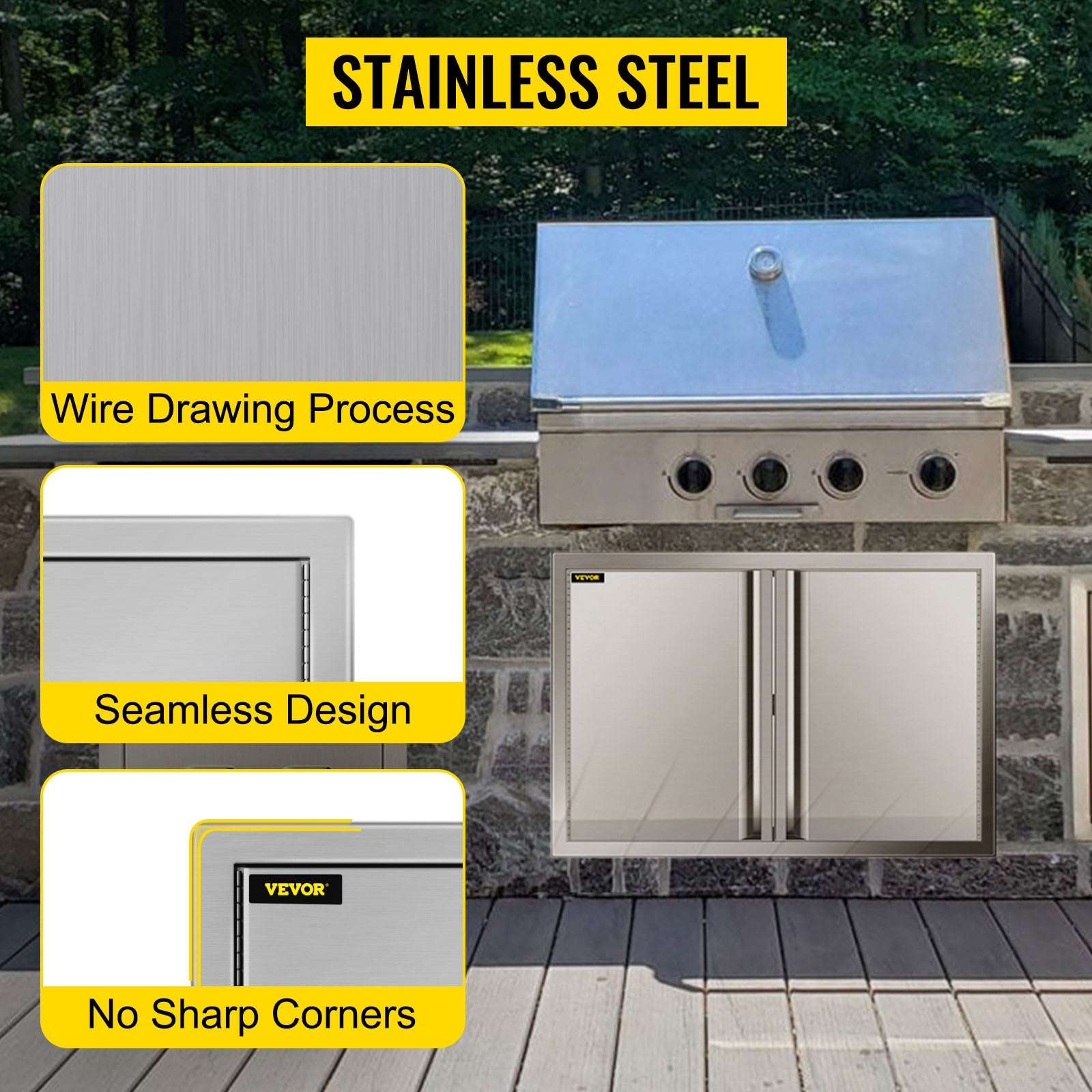 Stainless Steel BBQ Access Door with Recessed Handle-2-Door 31x24 inch / United States